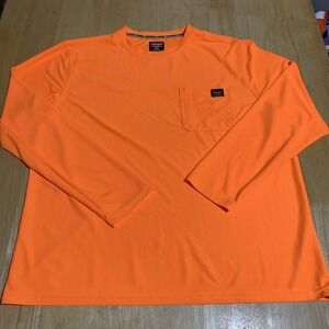 Wrangler Workwear Men Long Sleeve Pocket T-Shirt/ LARGE 42-44 Bright‎ Orange